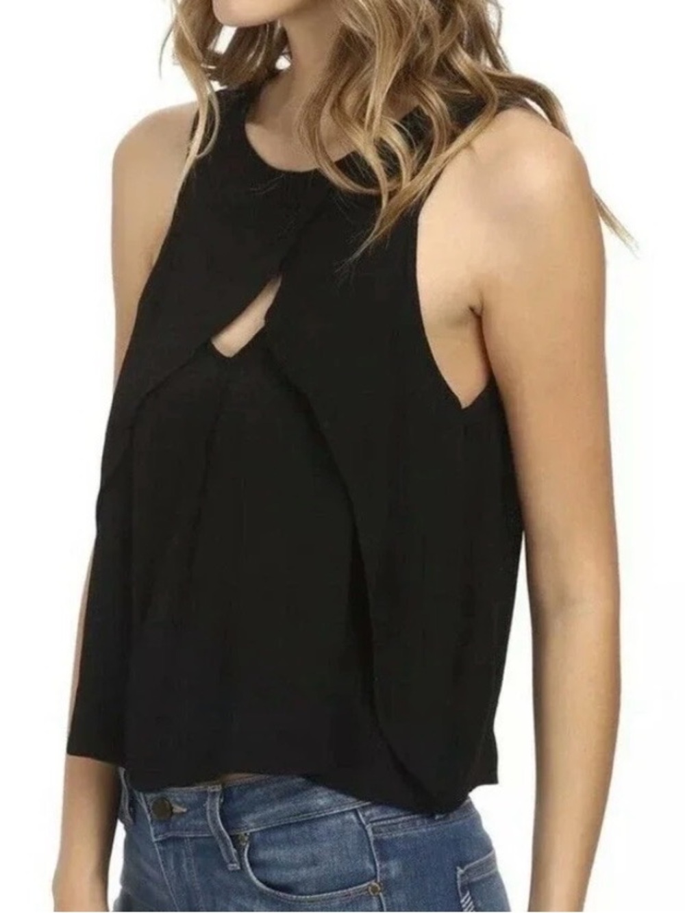 Free People Black Twist-Detail Sleeveless Camisole